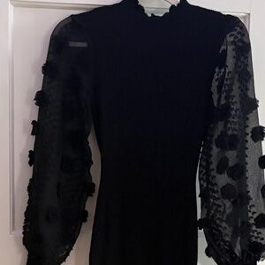 Black fitted midi dress